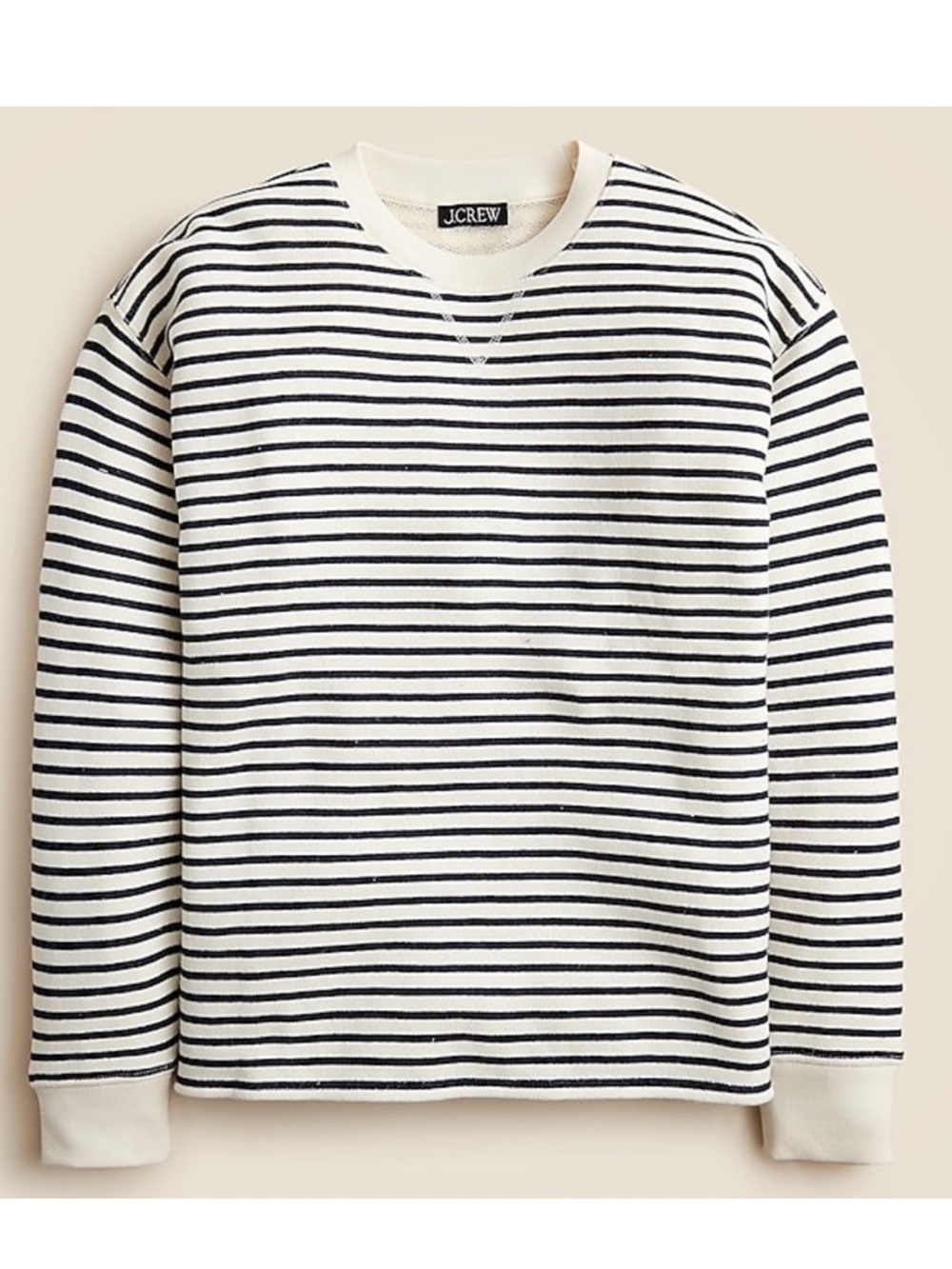 J. Crew Heritage Terry Relaxed Crewneck Sweatshirt in Navy / White Stripe